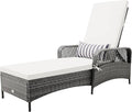 COSTWAY PE Rattan Chaise Lounge Chair, 6 Gear Adjustable Recliner by COSTWAY
