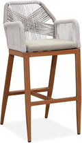 PURPLE LEAF Patio Bar Height Stool 28" H Boho 1 Piece Rattan Aluminum Tall Bar by PURPLELEAF