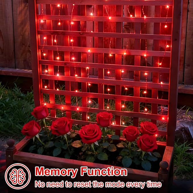 QITONG 4 Pack Solar Fairy Lights, Each 33ft 100 LED Red Christmas String Light - Image 4