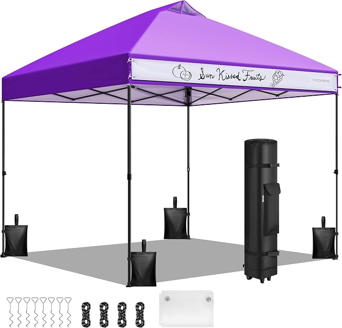 VIVOHOME 10x10ft Pop Up Canopy Tent One Push Setup Outdoor Portable Shelter by VIVOHOME
