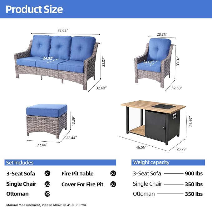 HOOOWOOO 6 Piece Patio Furniture Sets - Image 7