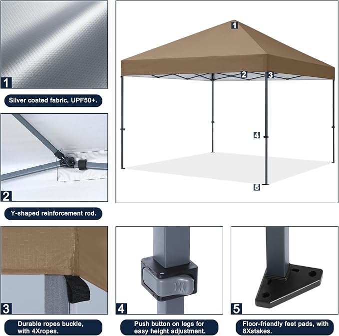 COOSHADE Durable Easy Pop Up Canopy Tent 12x12Ft - Image 4