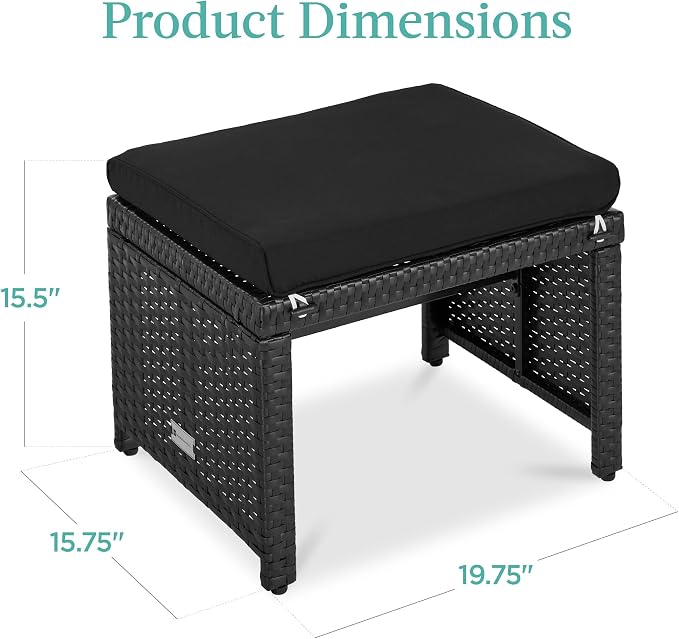 Best Choice Products Set of 2 Wicker Ottomans, Additional Seating, Side Table - Image 7