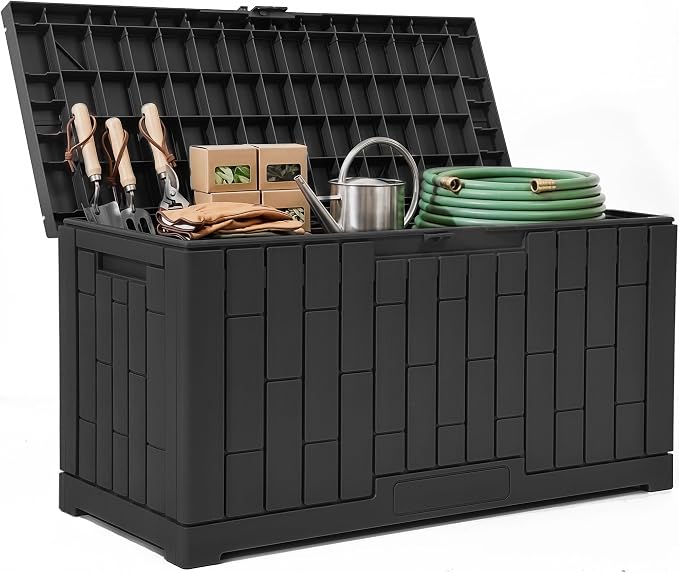 YITAHOME 60 Gallon Outdoor Storage Box, Lockable Resin Deck Box by YITAHOME