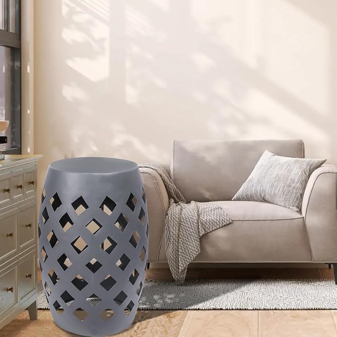 Vipush Outdoor Lace Cut Iron Side Table, Patio Garden Stool Coffee End Table - Image 2