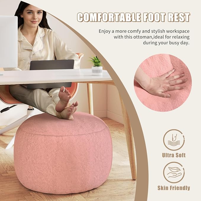 Round Stuffed Pouf Ottoman for Foot Rest, A Round Modern Foam Filled Poufs - Image 6