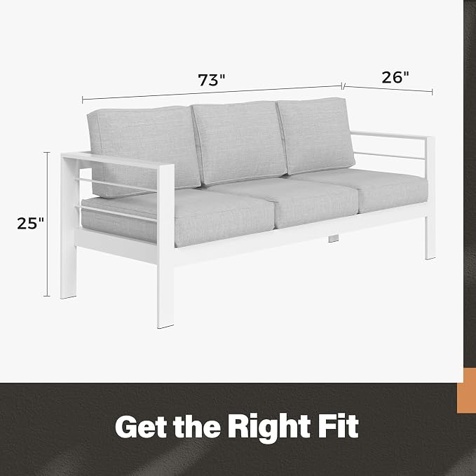 Solaste Outdoor Couch Aluminum Patio Furniture Sofa, 3-Seat All-Weather Metal - Image 5