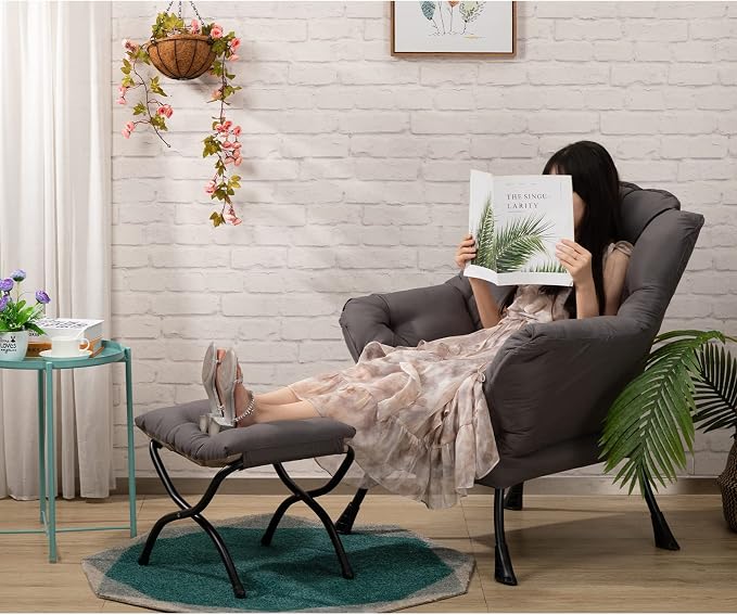 AbocoFur 15" Folding Footrest Stool, Accent Padded Sofa Foot Stool - Image 2
