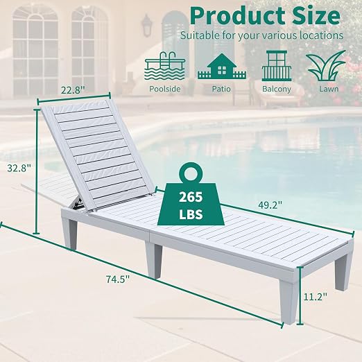 YITAHOME Patio Chaise Lounge Set of 4, Adjustable Outdoor Chaise Lounge - Image 3