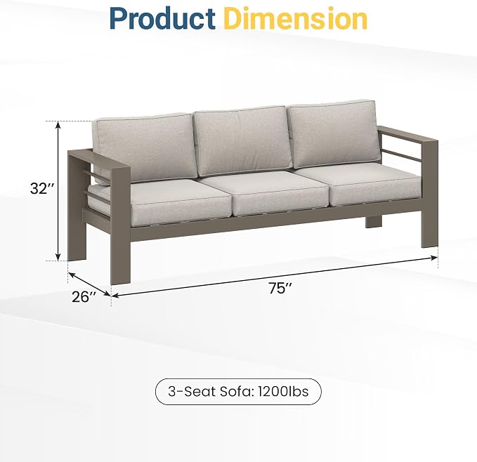 Wisteria Lane Patio Furniture Metal Sofa, Metal Outdoor Chairs - Image 2