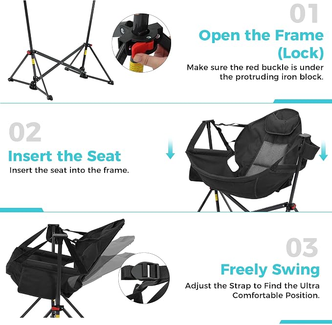 Ainfox Hammock Camping Chair, Foldable Portable Rocking Chairs - Image 5
