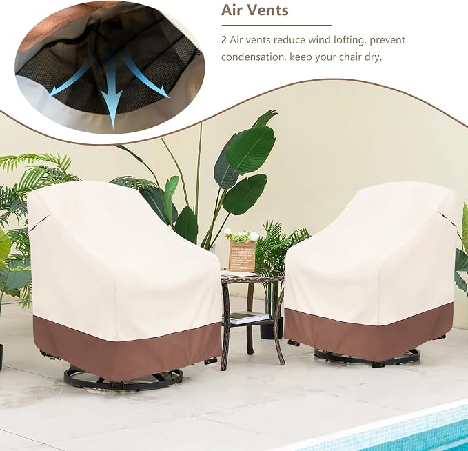 Outdoor Swivel Chair Cover 2 Pack, Outdoor Furniture Patio Chair Covers - Image 3