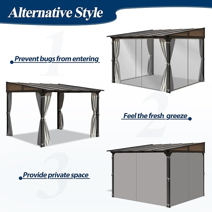 COVERONICS 10' X 10' Outdoor Polycarbonate Lean to Gazebo - Image 5