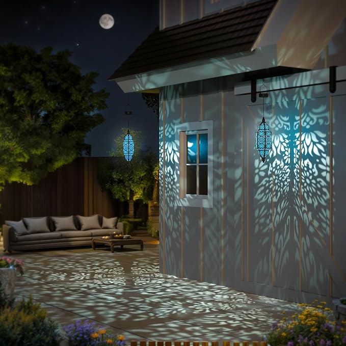 Twinkya 2 Pack Hanging Solar Lights Outdoor Garden Decorative Solar Lantern - Image 5