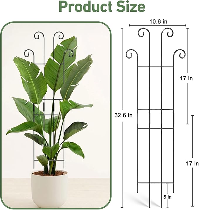 32.6in Tall Plant Trellis Indoor, Metal Garden Trellis - Image 2