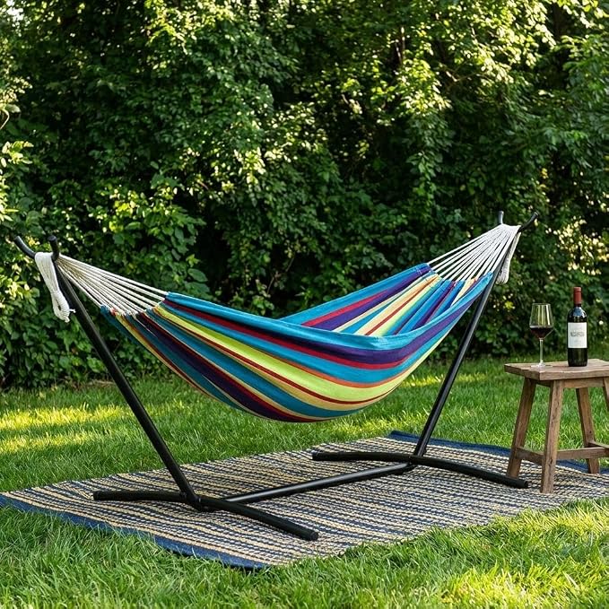 GAOMON Double Hammock with Stand, 450 lb Capacity, Adjustable Portable Hammock by GAOMON