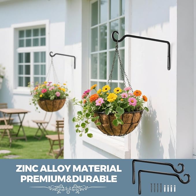 BOLITE Plant Hangers, 10 Inch Hanging Plant Brackets Outdoor Indoor, Wall Hooks - Image 9