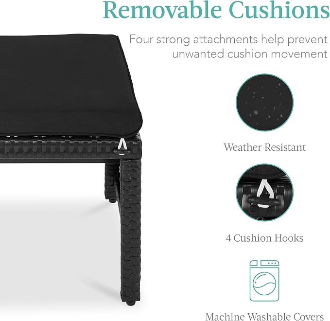 Best Choice Products Set of 2 Wicker Ottomans, Additional Seating, Side Table - Image 6