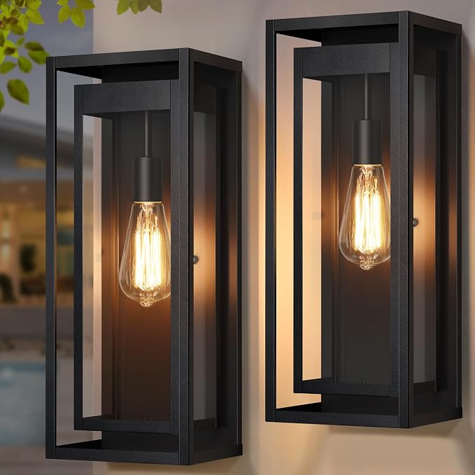 19" Outdoor Wall Lights, 2 Pack Large Size Matte Black Outdoor Sconce Lights - Image 8