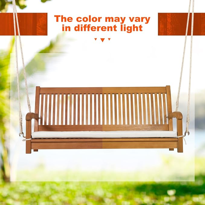 Tangkula 2 Person Hanging Porch Swing, Outdoor Bench Swing - Image 3