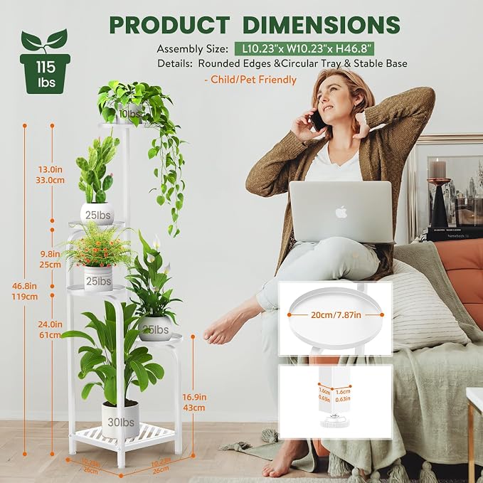 TOSKING 5 Tier Tall Plant Stand Indoor Outdoor, Heavy Duty Corner Shelf - Image 3