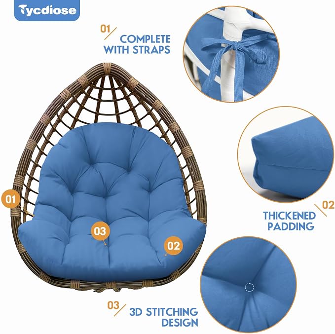 Egg Chair Cushion Replacement, Waterproof Outdoor Hanging Egg Chair Cushion - Image 5