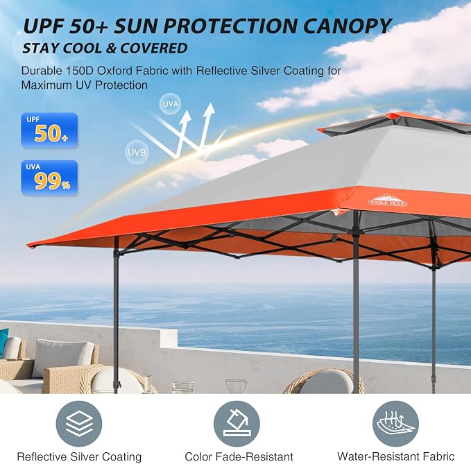 EAGLE PEAK 13x13 Straight Leg Pop Up Canopy Tent Instant Outdoor Canopy Easy - Image 4