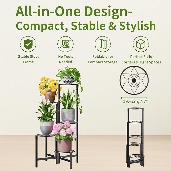 Plant Stand 5 Tier Indoor Metal Flower Shelf - Image 5