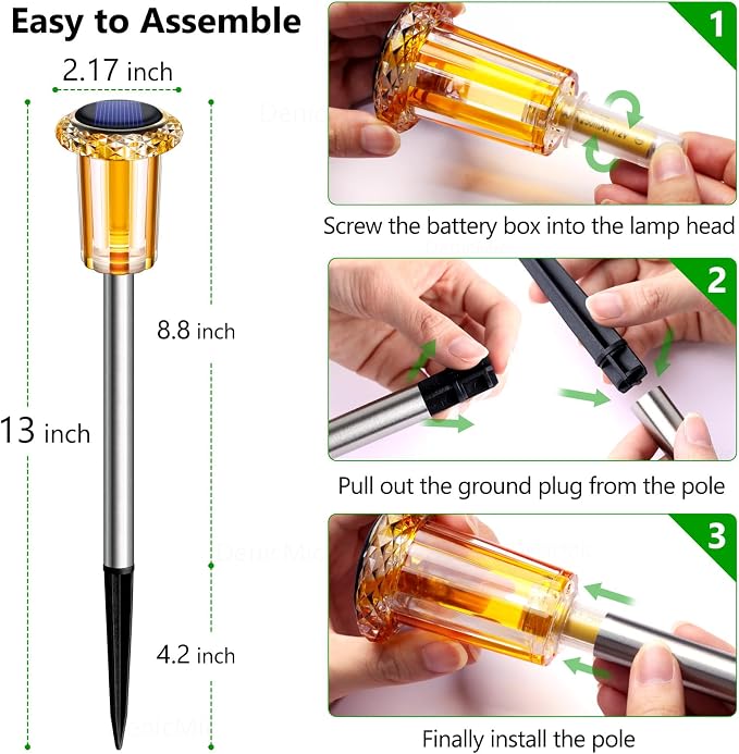 DenicMic Solar Lights Outdoor 10 Pack Waterproof Color LED Stainless Steel - Image 3