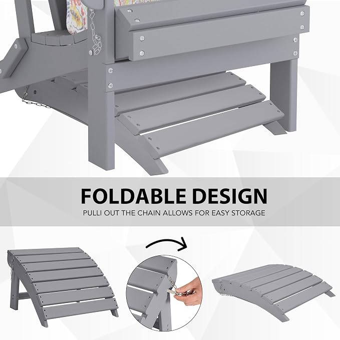 Sundale Outdoor Folding Plastic Adirondack Ottoman, All-Weather Adirondack - Image 4