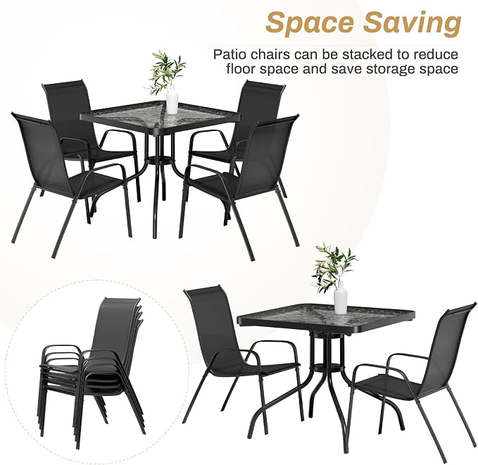 Arlopu 5 Piece Outdoor Patio Dining Set, Porch Furniture - Image 8
