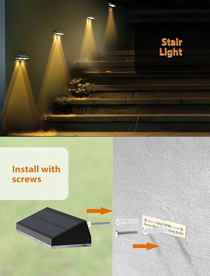 Solar Fence Lights Outdoor, 2700/4000/6000K 3 Modes Bright Lens LED Dusk to - Image 9