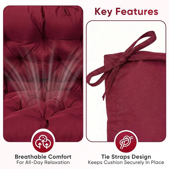 Waterproof Porch Swing Cushions 60 Inch, 2 3-Seater Replacement - Image 3