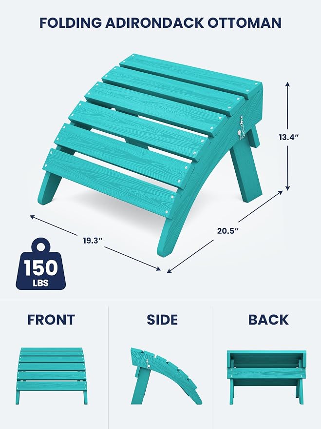 KINGYES Folding Adirondack Ottoman - Image 3