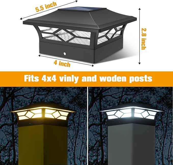 Solar Post Cap Lights Outdoor 12pack, Waterproof Solar Powered Deck Fence Post - Image 5