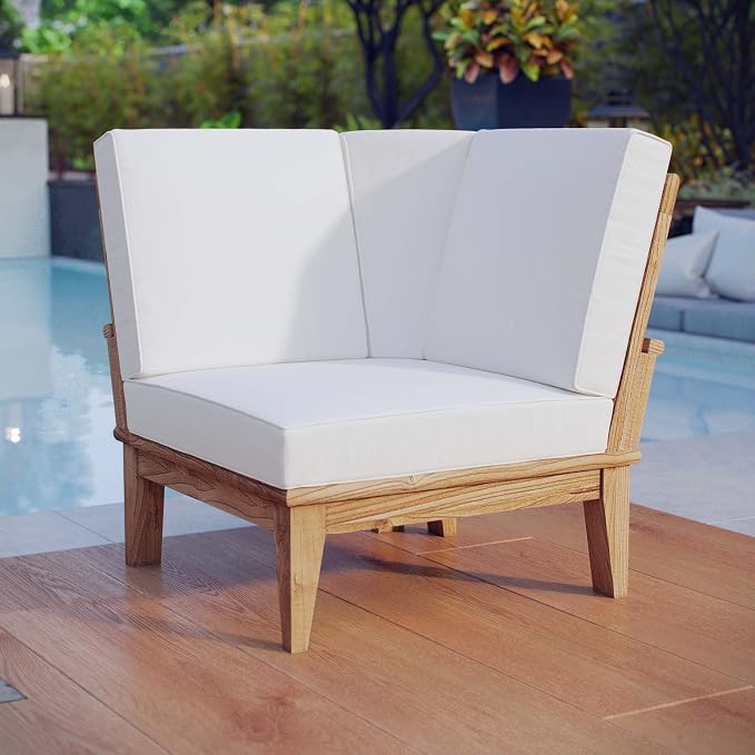 Modway EEI-1146-NAT-WHI-SET Marina Premium Grade A Teak Wood Outdoor Patio - Image 2