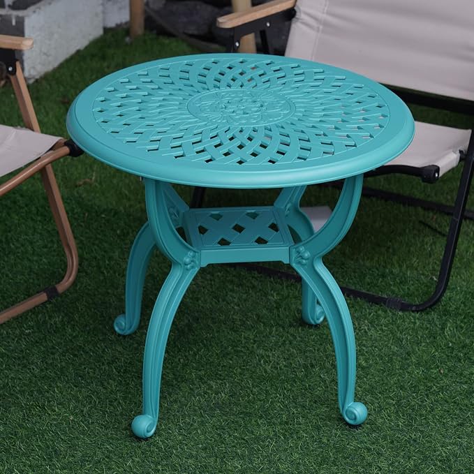 JARDIN DE CENTENNIAL Cast Aluminum Outdoor Side Table, Anti-Rust Outdoor End - Image 8