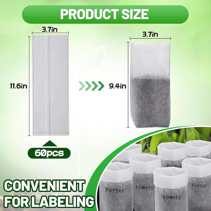 Cosweet 11.6''H Deep Nursery Grow Bags, Non-Woven Fabric Planting Pots - Image 4