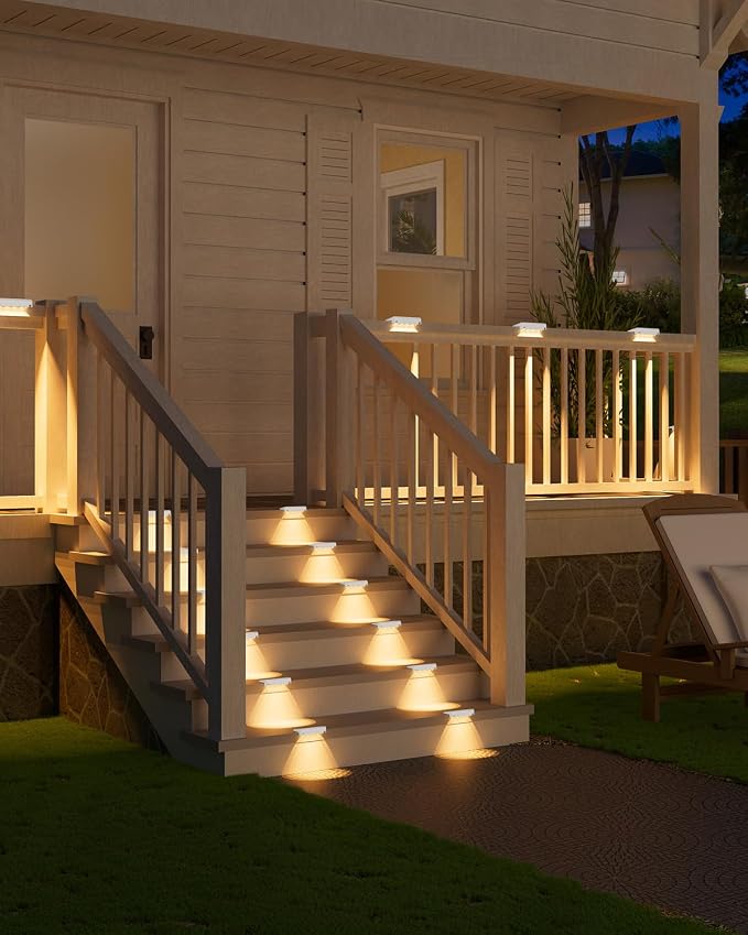 VOLISUN Solar Deck Lights 12 Pack, Warm White Glow LED Large Size Lamp - Image 7