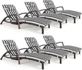 Chaise Lounge Chairs Outdoor Set of 6, Comfy Outside Wicker Patio Pool Lounge by ZZWHOM