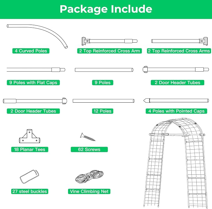 Garden Arch Trellis for Climbing Plants, 82 Inch Tall Grape Trellies for Outdoor - Image 8