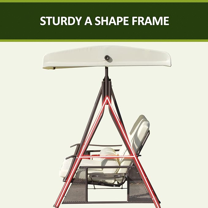 Outsunny 2-Person Patio Swing Bench - Image 8
