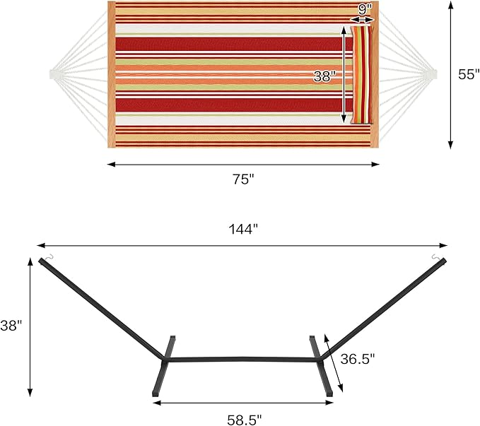 Two Person Hammock with Stand for Outside Heavy Duty, Outdoor Patio Hammock - Image 3