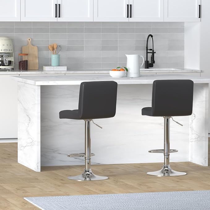 Leopard Bar Stools, Modern PU Leather Adjustable Swivel Bar Stool - Image 2