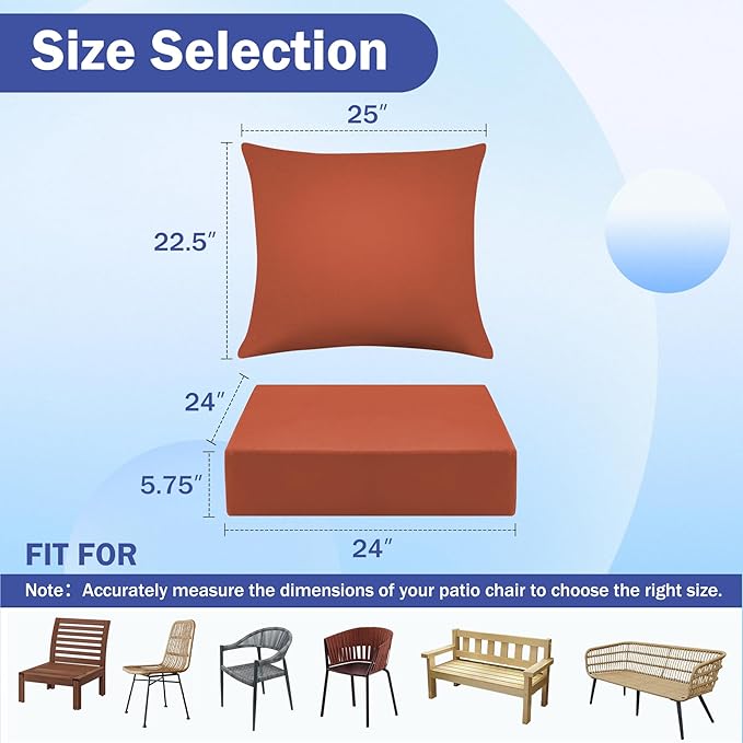 Outdoor Seat Cushion Set, Waterproof & Fade Resistant Patio Chair Cushions - Image 2