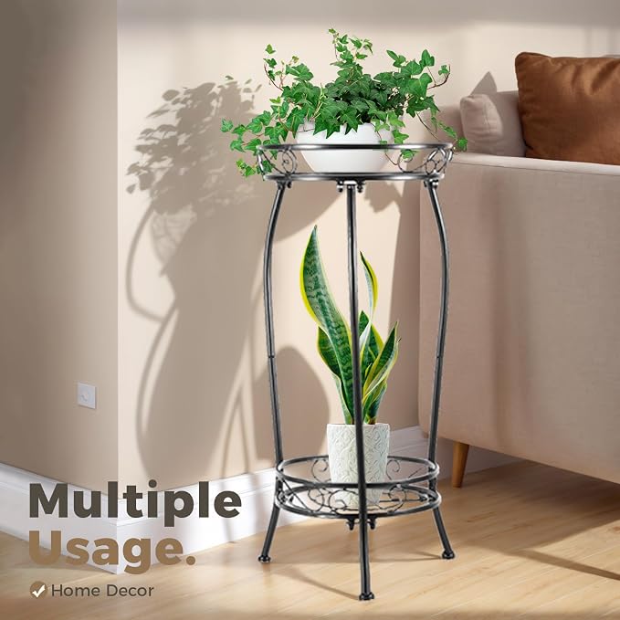 Plant Stand Indoor Outdoor，Tall Black Metal Rustproof Stable Plant Stands，2 - Image 4