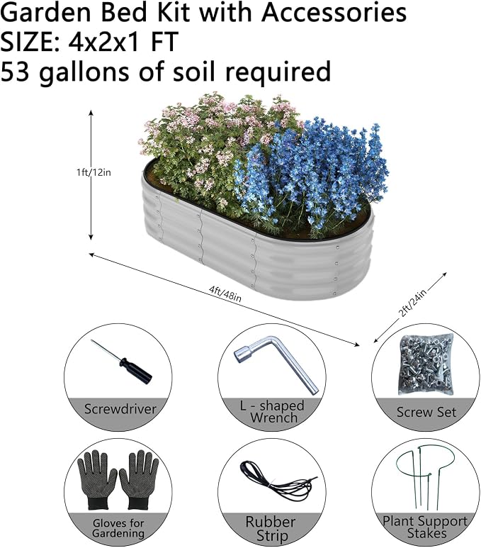 Galvanized Planter Outdoor Galvanized Metal Planter Round Raised Garden Bed Kit - Image 4