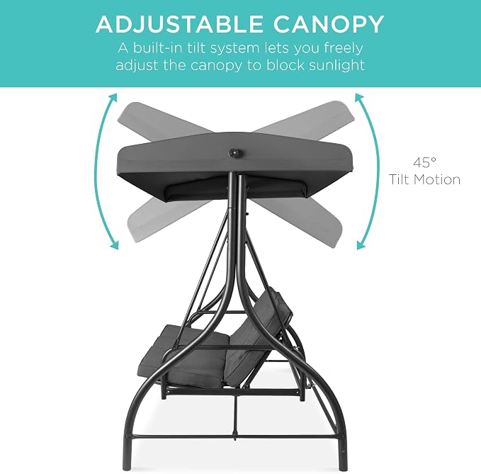 Best Choice Products 3-Seat Outdoor Large Converting Canopy Swing Glider - Image 5