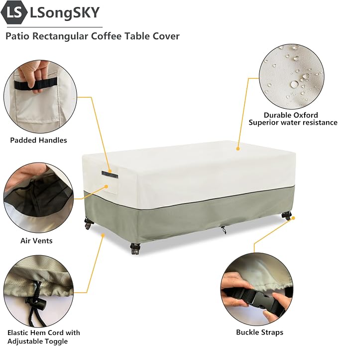 Outdoor Coffee Table Cover, Waterproof Rectangular Patio Small Side Table Cover - Image 3