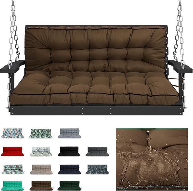 Waterproof Porch Swing Cushion Replacement, Thick 4" 2–3 Seat Outdoor Swing by RUFXIEZW